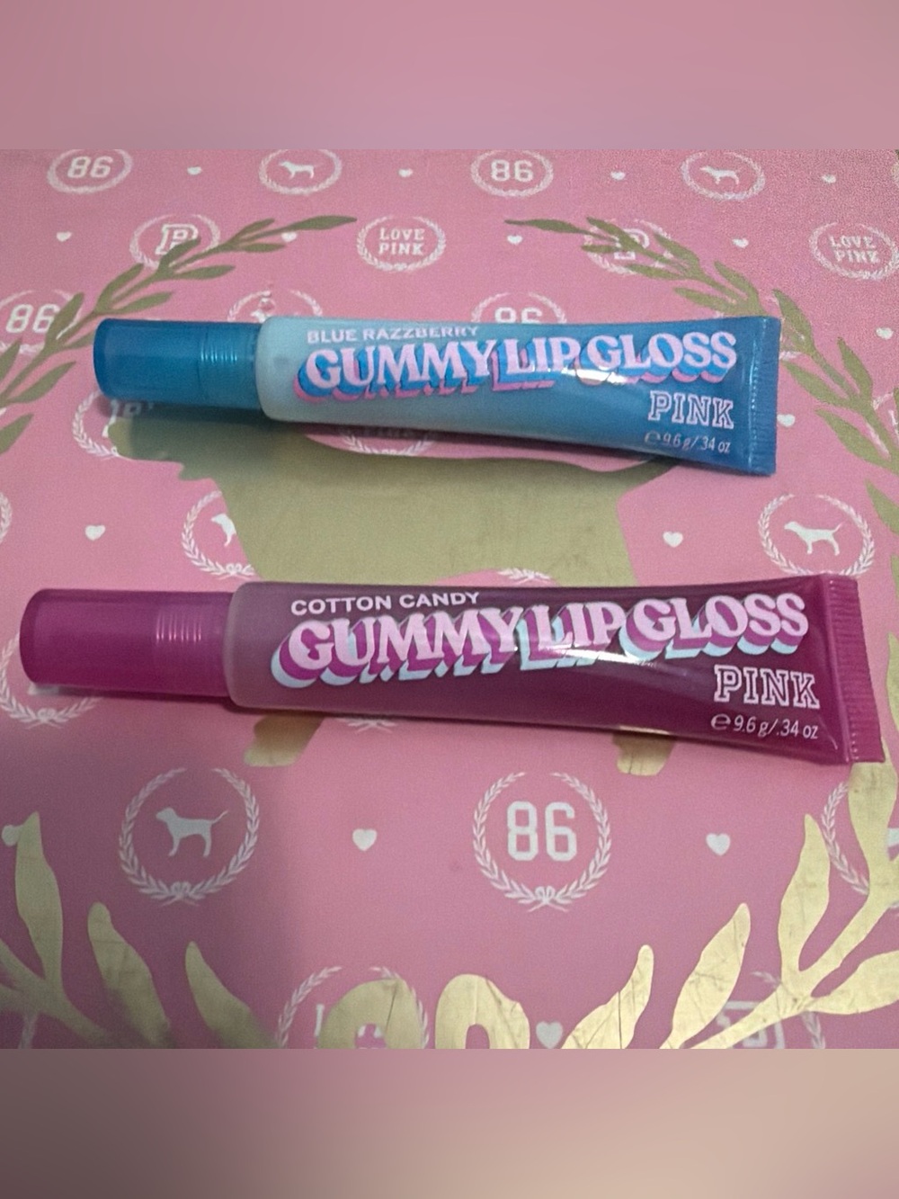 PINK Victoria's Secret Gummy Lip Gloss Set - Blue & Pink